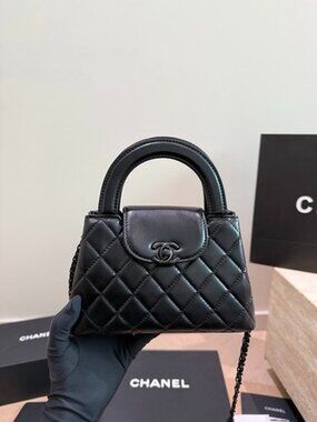 Luxury CC 23K Kelly Quilted Mini Top Handle Bag - "So Black" Ed